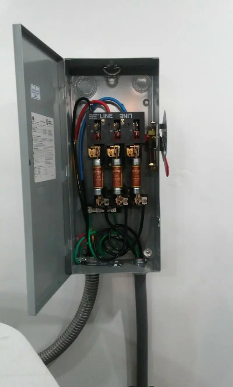 Three-phase disconnect switch installed for Smoke Detector Installation in Inverness